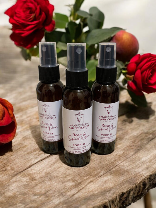 Rose & Spiced Plum Poop-sy Bathroom Deodorizer Spray- 2 oz.